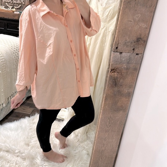 Basic editions Peach Button-Up Women's Top size 4X - Picture 2 of 4